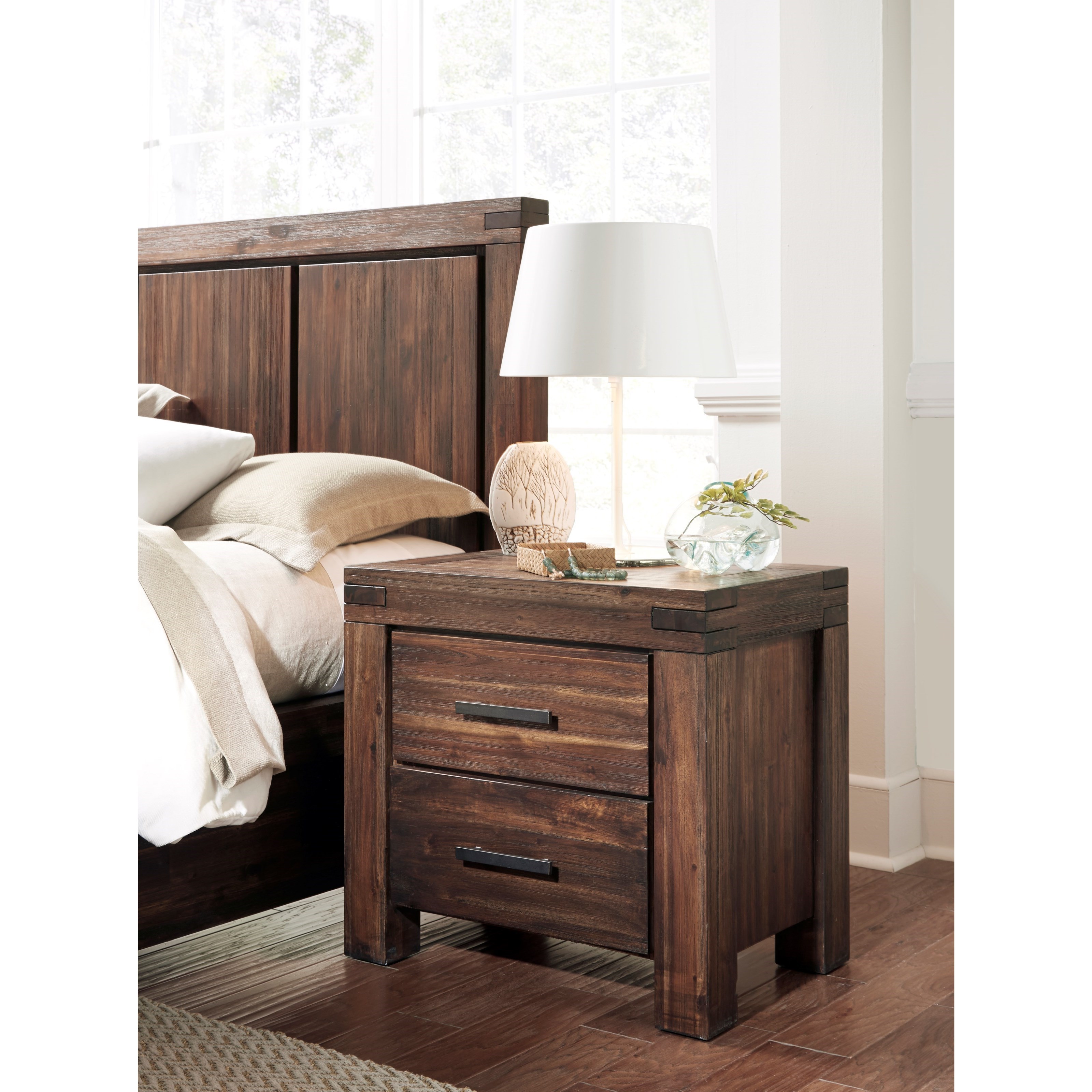 Modus International Meadow Nightstand with 2 Dovetail Drawers Reeds